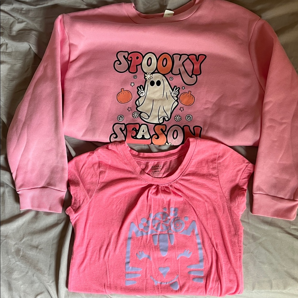 Girls Spooky Season Halloween shirt lot sweatshirt shirts  Shein sz 10/12